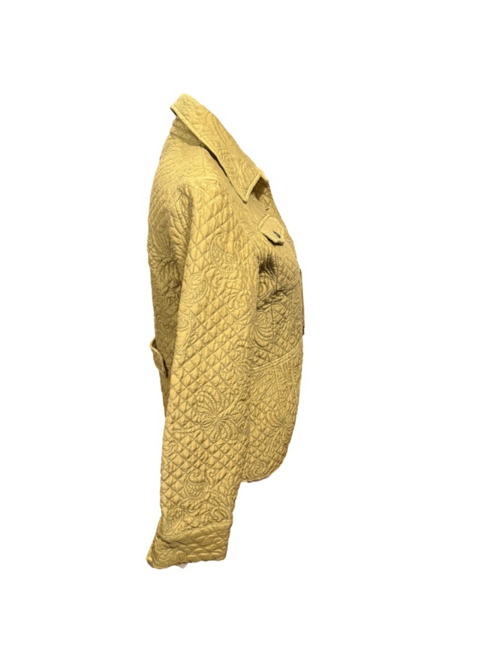 Kiko Silk Quilted Jacket Floral Stitch Gold Lightweight Size S - Picture 4 of 9